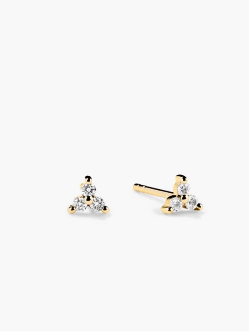 Mejuri Mini Lotus Studs Material: 14k Yellow Gold, White Sapphire